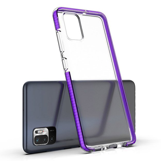 Spring Case clear TPU gel protective cover with colorful frame for Xiaomi Redmi Note 10 5G / Poco M3 Pro black 5