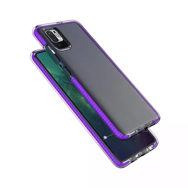Spring Case clear TPU gel protective cover with colorful frame for Xiaomi Redmi Note 10 5G / Poco M3 Pro black 3