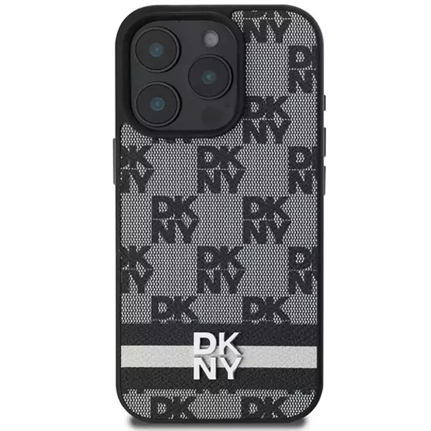 DKNY Checkered Pattern &amp  Printed Stripes case for iPhone 16 Pro Max - black 2
