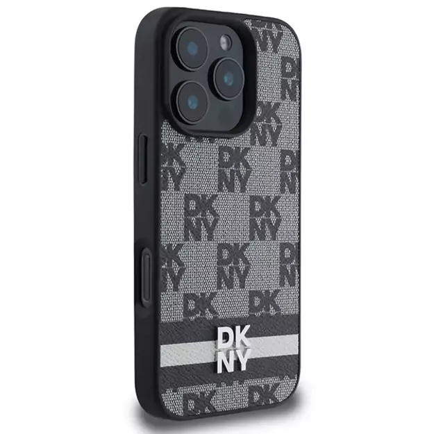 DKNY Checkered Pattern &amp  Printed Stripes case for iPhone 16 Pro Max - black 3