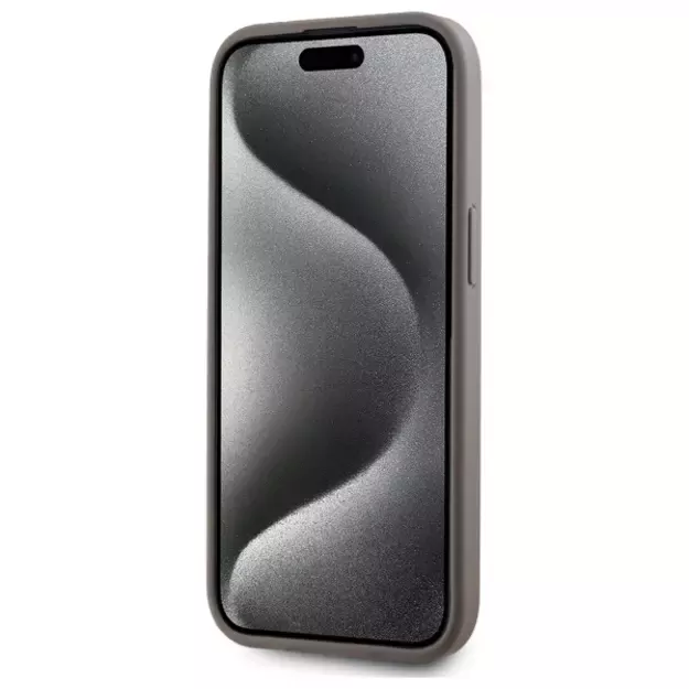 DKNY Leather Checkered Mono Pattern MagSafe iPhone 15 Plus Case - Beige 4