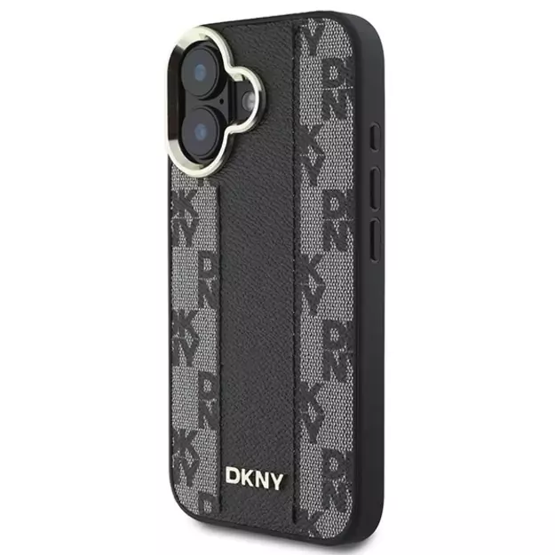 DKNY Checkered Pattern Magsafe iPhone 16 Plus Case - Black 8