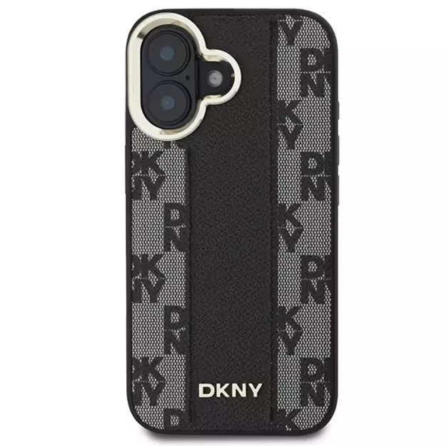 DKNY Checkered Pattern Magsafe iPhone 16 Plus Case - Black 9