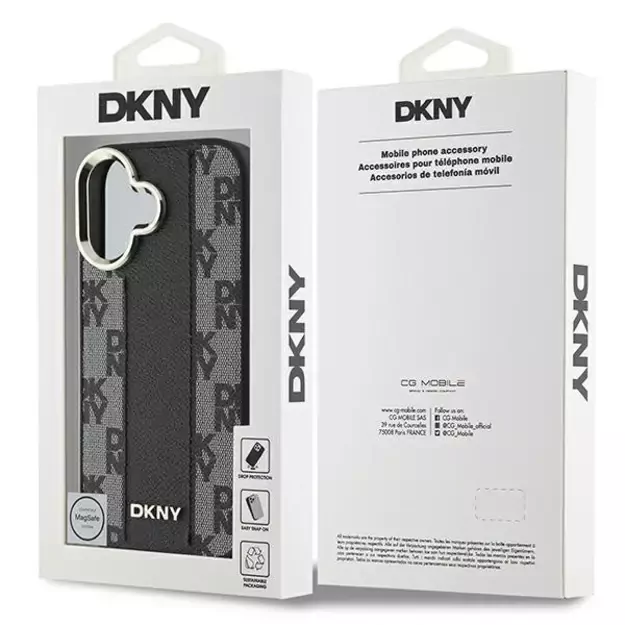 DKNY Checkered Pattern Magsafe iPhone 16 Plus Case - Black 14