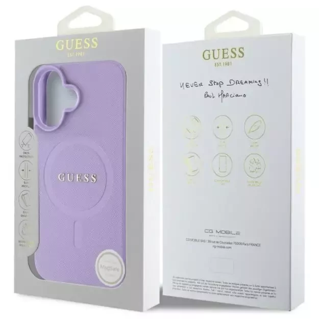 Guess Saffiano MagSafe iPhone 16 Case - Purple 7