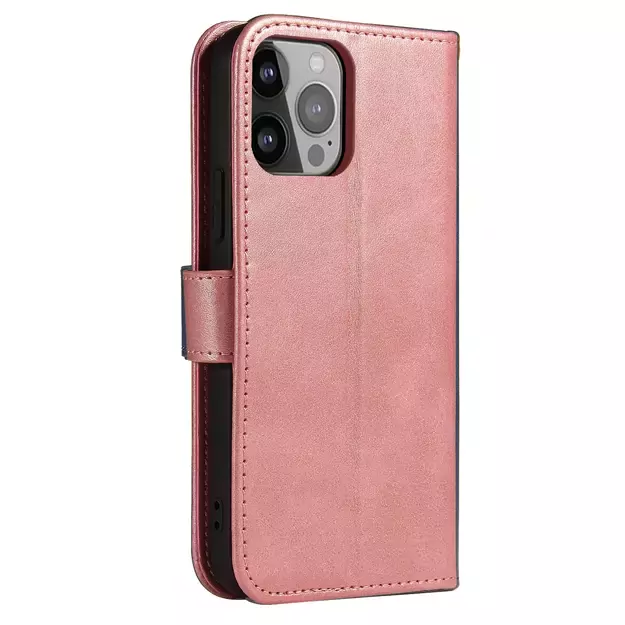 Magnet Case elegant bookcase type case with kickstand for iPhone 13 Pro pink 1