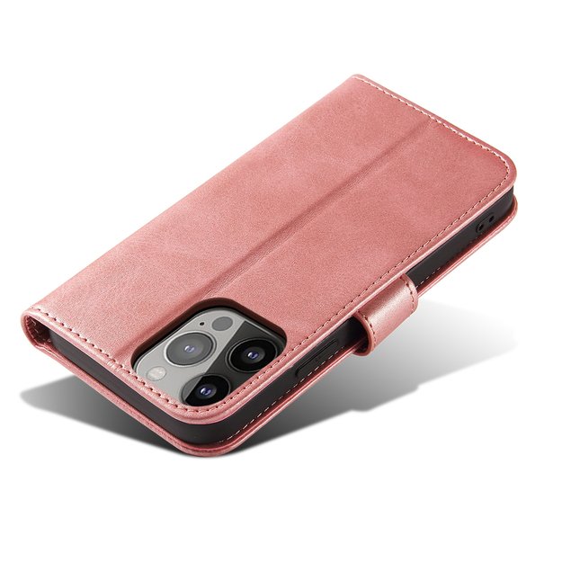 Magnet Case elegant bookcase type case with kickstand for iPhone 13 Pro pink 8