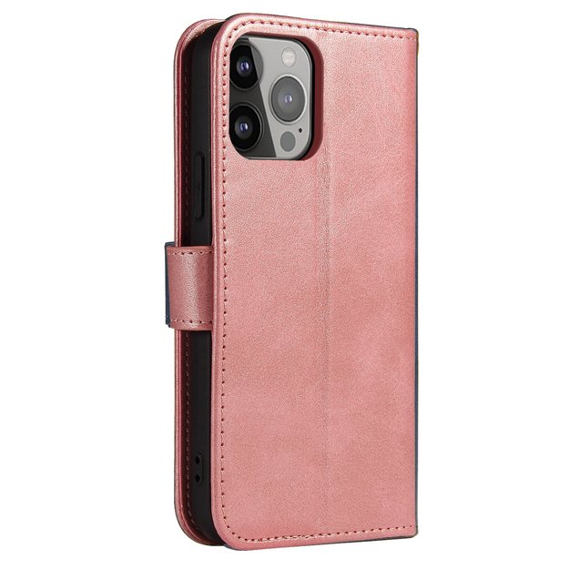 Magnet Case elegant bookcase type case with kickstand for iPhone 13 Pro pink 7