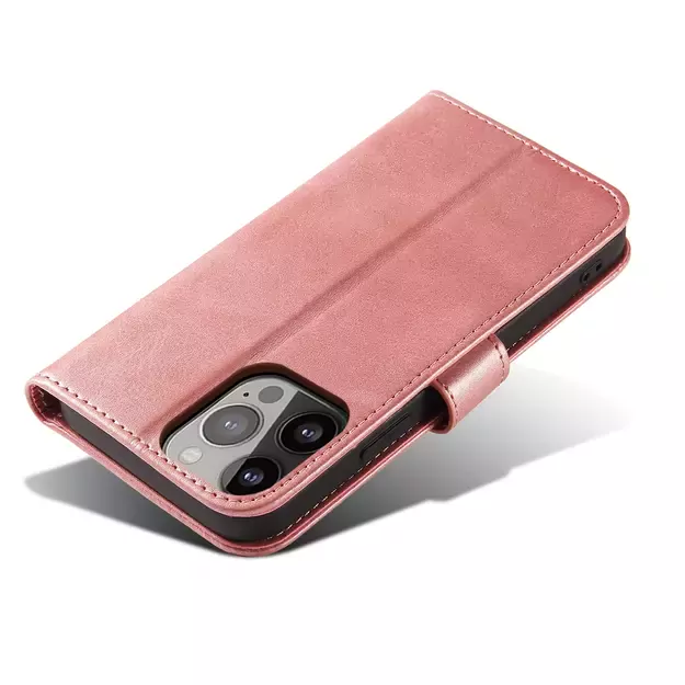 Magnet Case elegant bookcase type case with kickstand for iPhone 13 Pro pink 2