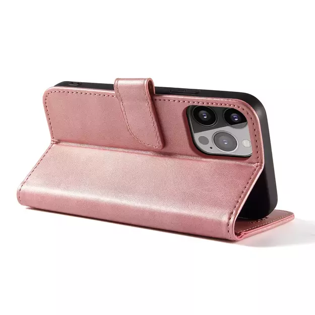 Magnet Case elegant bookcase type case with kickstand for iPhone 13 Pro pink 3