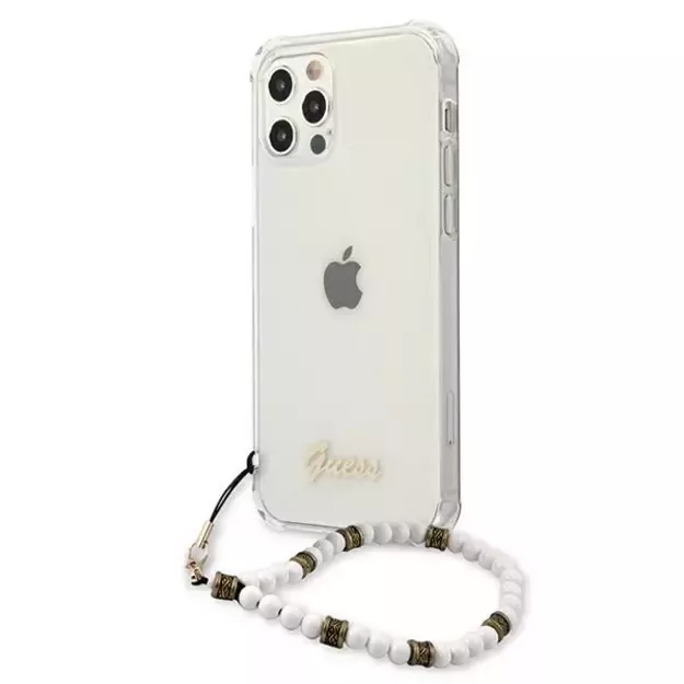 Guess GUHCP12MKPSWH iPhone 12/12 Pro 6.1&quot  Transparent Hardcase White Pearl 1