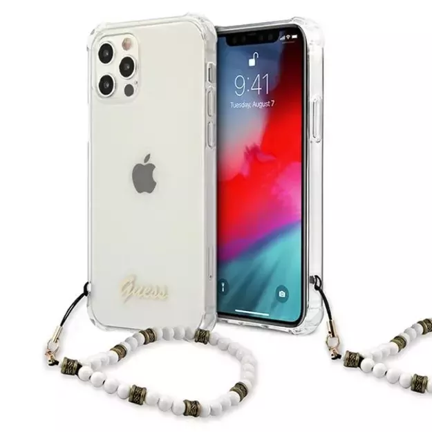 Guess GUHCP12MKPSWH iPhone 12/12 Pro 6.1&quot  Transparent Hardcase White Pearl