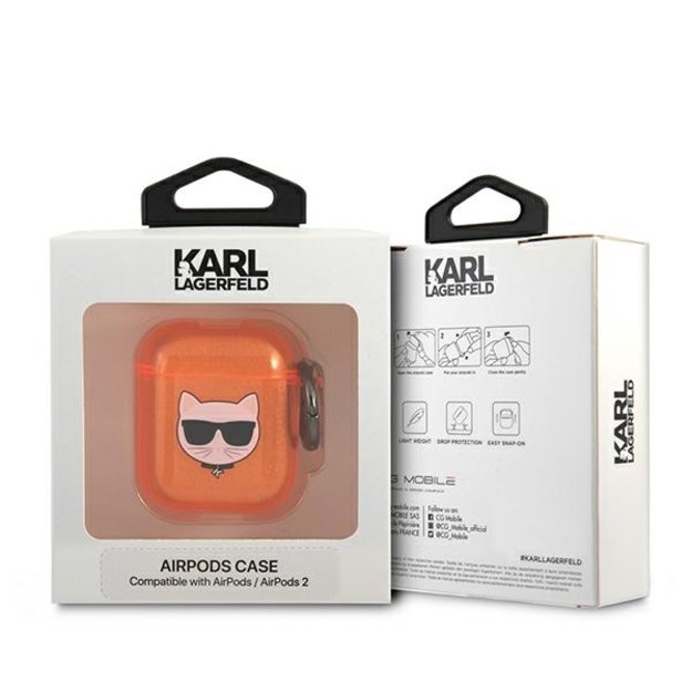 Karl Lagerfeld KLA2UCHFO AirPods cover pomarańczowy/orange Choupette 3