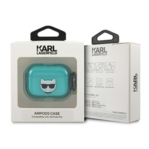 Karl Lagerfeld KLAPUCHFL AirPods Pro cover niebieski/blue Choupette 4