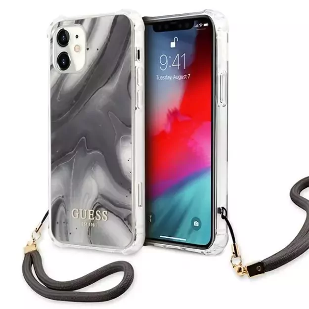 Guess GUHCP12SKSMAGR iPhone 12 mini 5.4&quot  grey/grey hardcase Marble Collection