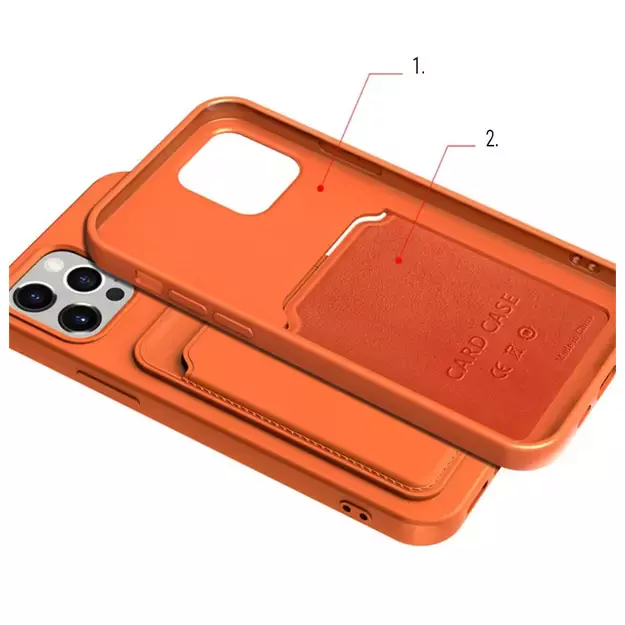 Card Case Silicone Wallet Wallet with Card Slot Documents for iPhone 12 Pro Max Orange 2