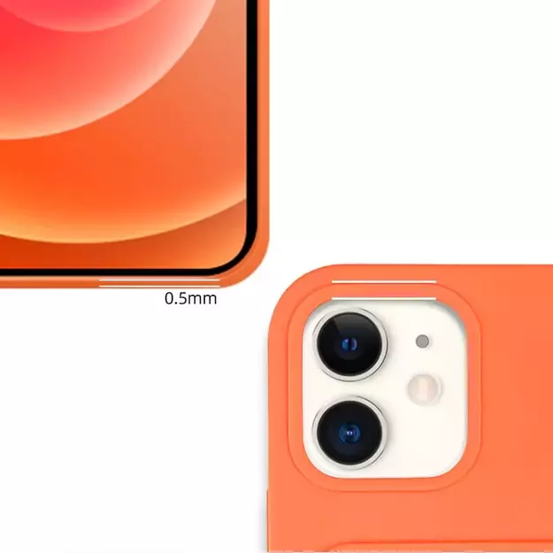 Card Case Silicone Wallet Wallet with Card Slot Documents for iPhone 12 Pro Max Orange 3