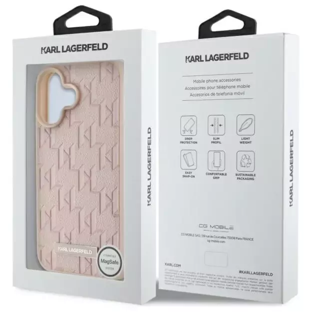 Karl Lagerfeld Hot Stamp Magsafe iPhone 16 Case - Pink 7