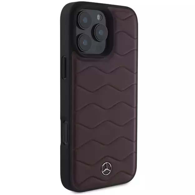Mercedes MB Waves Leather Case for iPhone 16 Pro Max - Red 4