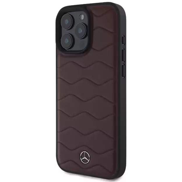 Mercedes MB Waves Leather Case for iPhone 16 Pro Max - Red 2