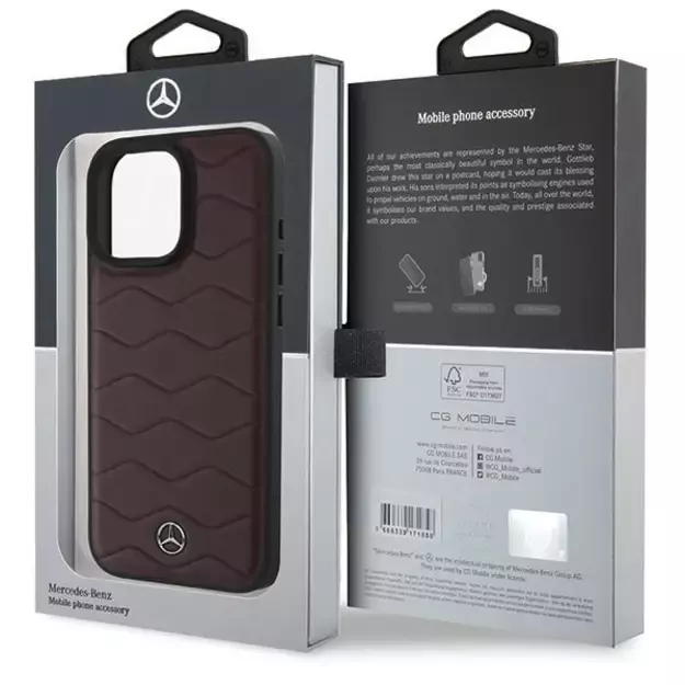 Mercedes MB Waves Leather Case for iPhone 16 Pro Max - Red 7