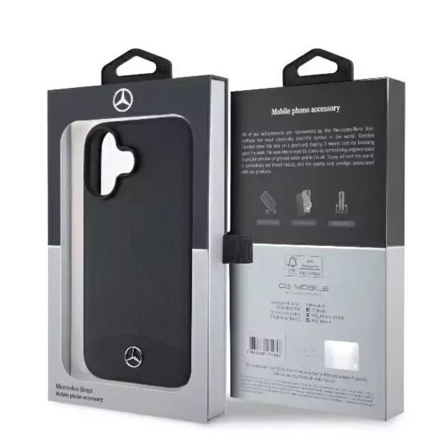 Mercedes Textured And Plain Leather MagSafe case for iPhone 16 - black 7