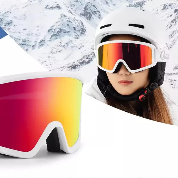 Qunature White Ski Goggles for Adults - White 2
