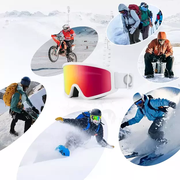 Qunature White Ski Goggles for Adults - White 4