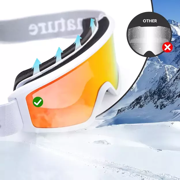 Qunature White Ski Goggles for Adults - White 3