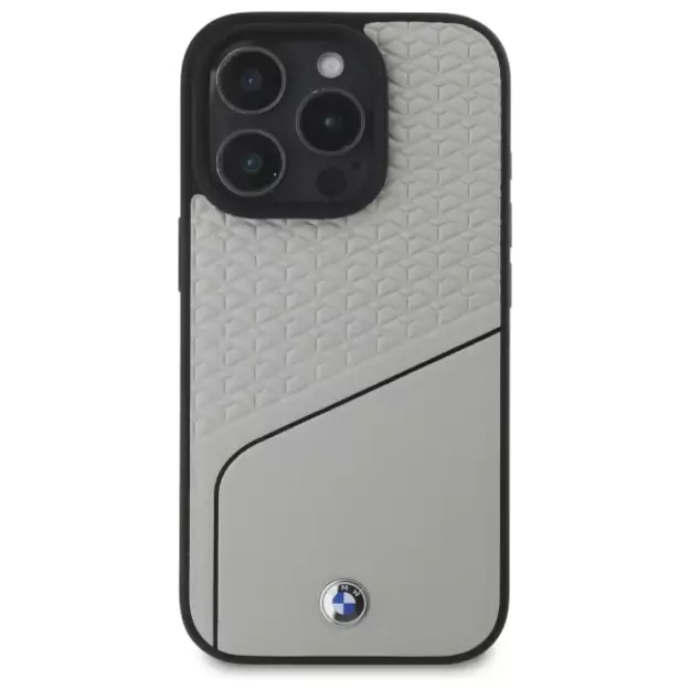 BMW Sign Leather Textured and Line MagSafe Case for iPhone 16 Pro Max - Gray 9