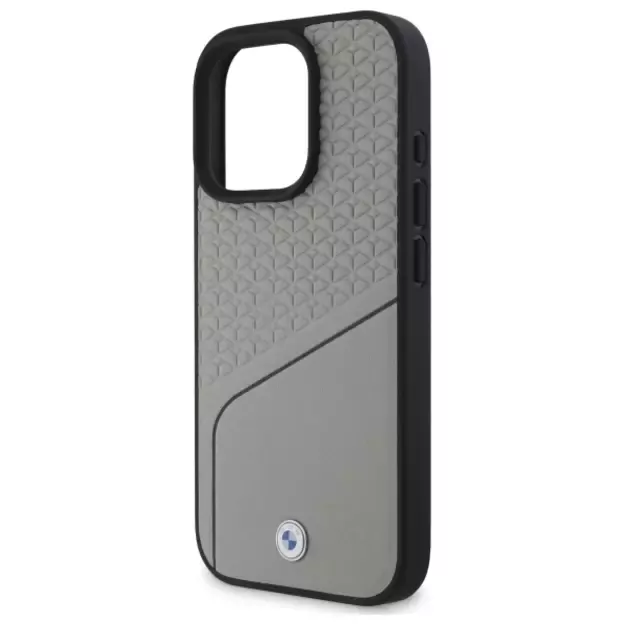 BMW Sign Leather Textured and Line MagSafe Case for iPhone 16 Pro Max - Gray 12