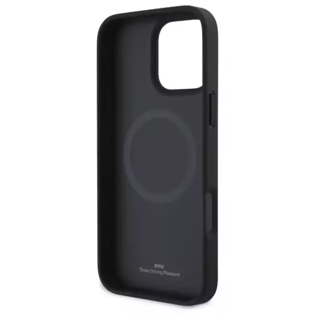 BMW Sign Leather Textured and Line MagSafe Case for iPhone 16 Pro Max - Gray 13
