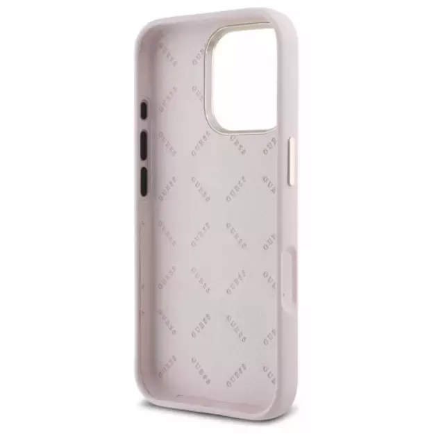 Guess Silicone Logo Strass 4G case for iPhone 16 Pro - light pink 13