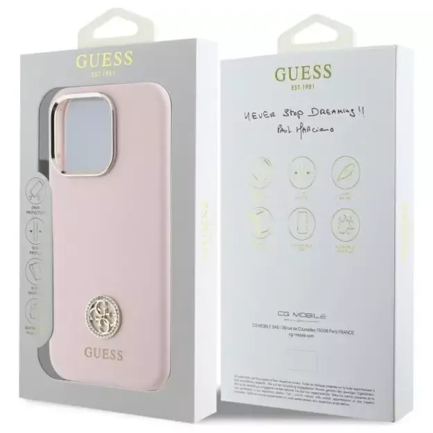 Guess Silicone Logo Strass 4G case for iPhone 16 Pro - light pink 14