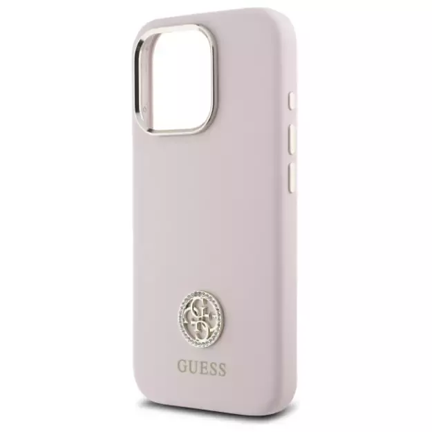 Guess Silicone Logo Strass 4G case for iPhone 16 Pro - light pink 12
