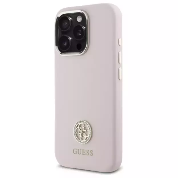 Guess Silicone Logo Strass 4G case for iPhone 16 Pro - light pink 8