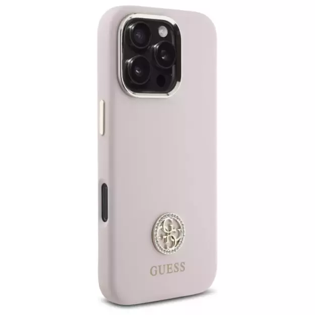Guess Silicone Logo Strass 4G case for iPhone 16 Pro - light pink 10
