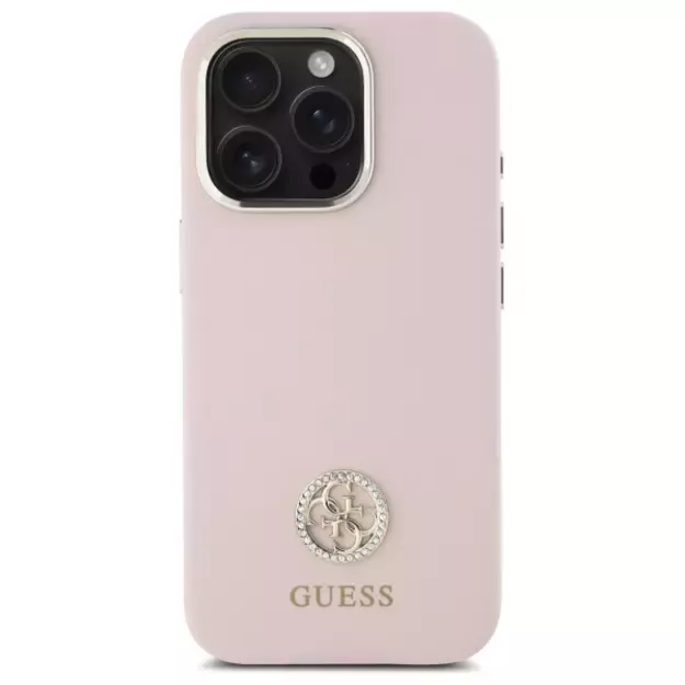Guess Silicone Logo Strass 4G case for iPhone 16 Pro - light pink 9