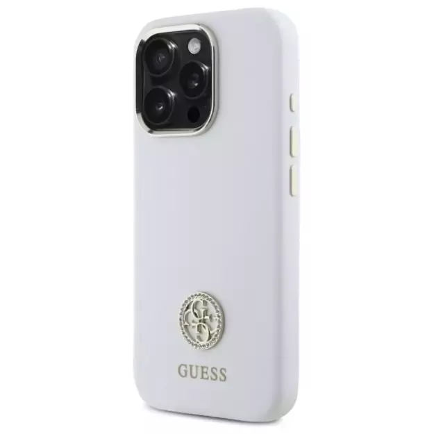 Guess Silicone Logo Strass 4G Case for iPhone 16 Pro Max - White 8