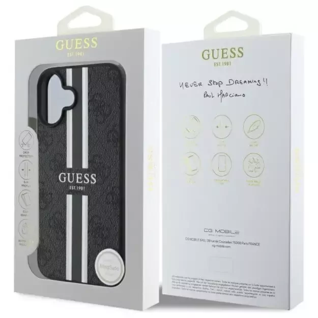 Guess 4G Printed Stripes MagSafe case for iPhone 16 - black 14
