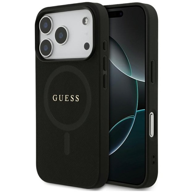 Guess Saffiano Classic Logo MagSafe Case for iPhone 17 Pro - Black