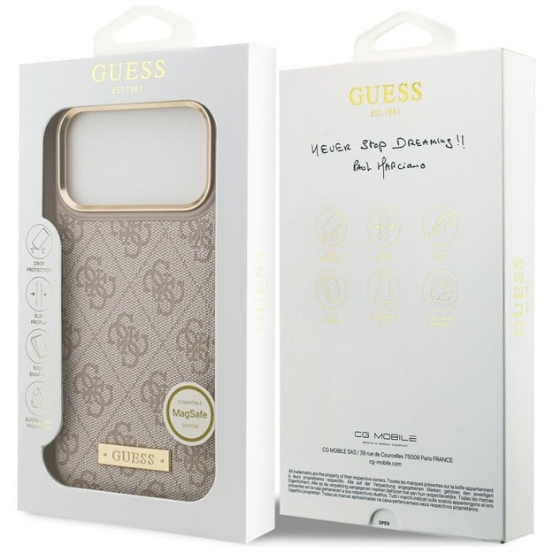 Guess 4G Logo Plate MagSafe Case for iPhone 17 Pro Max - Pink 7