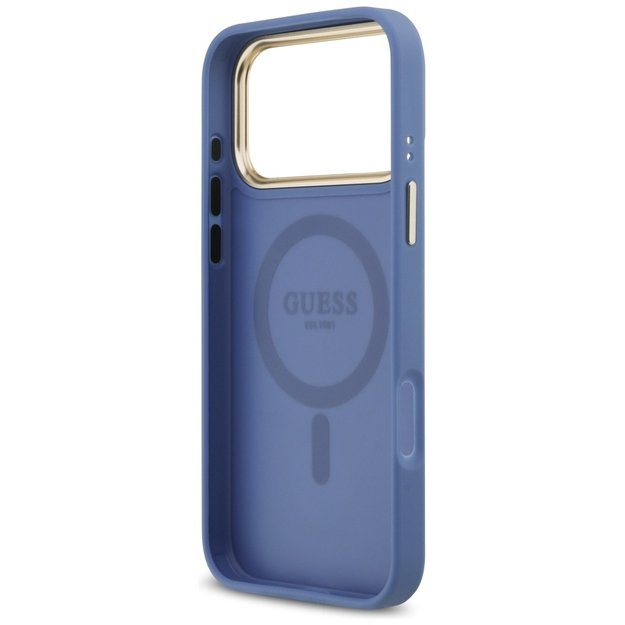 Guess 4G Strass Logo &amp  Big Strap Metal Buttons MagSafe Case for iPhone 17 Pro Max - Blue 6