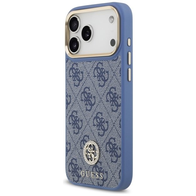 Guess 4G Strass Logo &amp  Big Strap Metal Buttons MagSafe Case for iPhone 17 Pro Max - Blue 1