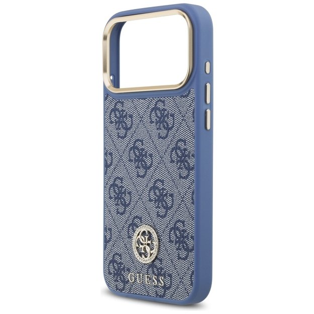 Guess 4G Strass Logo &amp  Big Strap Metal Buttons MagSafe Case for iPhone 17 Pro Max - Blue 5