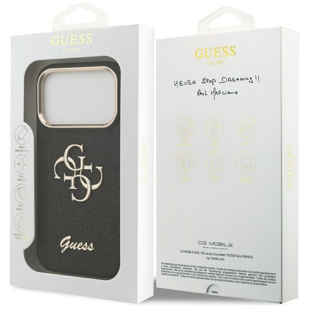 Guess Fixed Glitter Big 4G Metal Frame case for iPhone 17 Pro - black 7