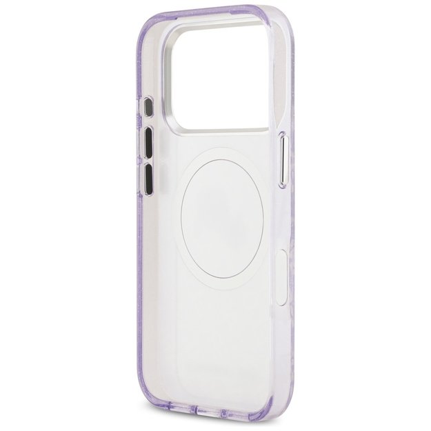 Karl Lagerfeld IML Glitter Karl &amp  Choupette Heads Logo MagSafe Case for iPhone 17 Pro - Purple 6