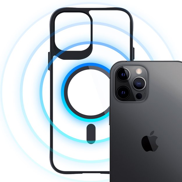 3mk Satin Armor MagCase with MagSafe for iPhone 12 Pro Max - Clear with Black Frame 3