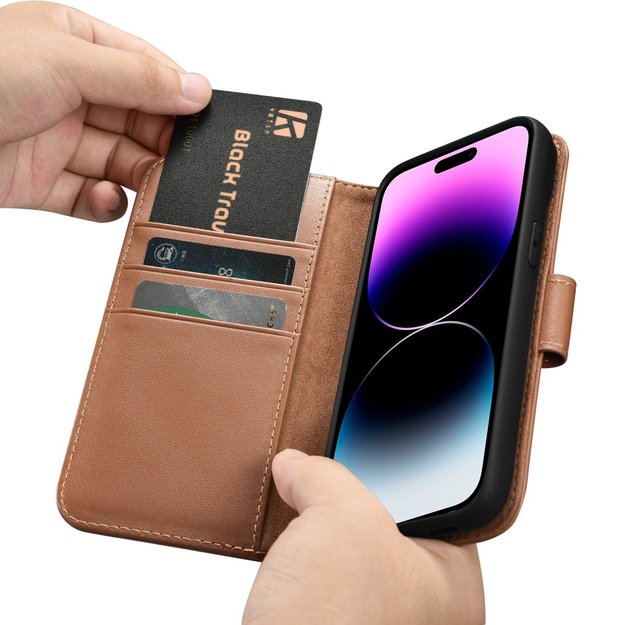 iCarer Wallet Case 2in1 Cover iPhone 14 Pro Max Leather Flip Cover Anti-RFID Brown (WMI14220728-BN) 30