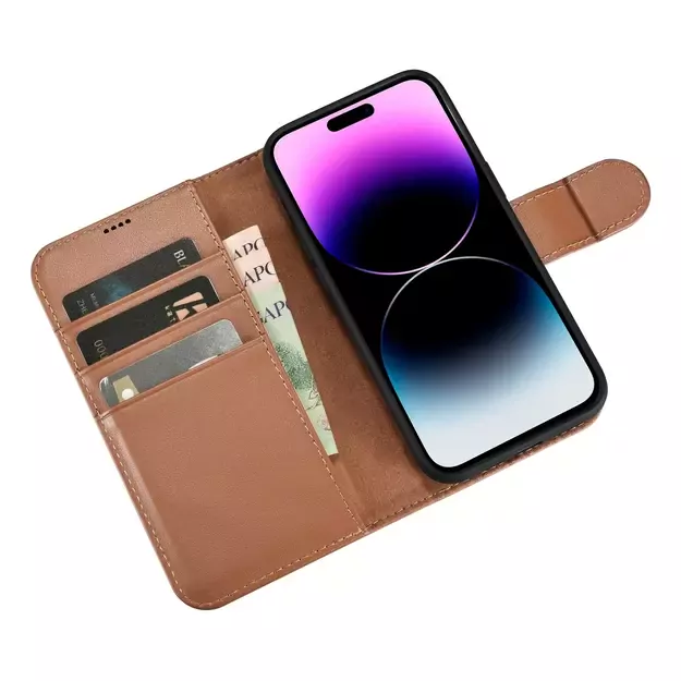iCarer Wallet Case 2in1 Cover iPhone 14 Pro Max Leather Flip Cover Anti-RFID Brown (WMI14220728-BN) 20